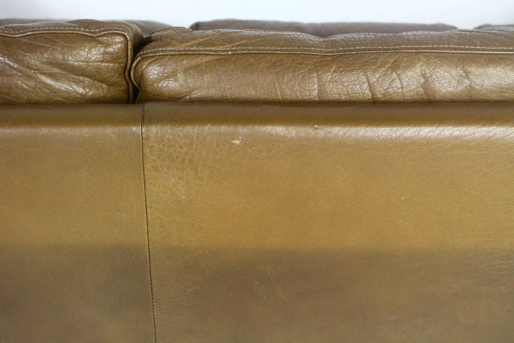 1970s brown leather sofa by Vejen Polstermøbelfabrik