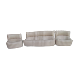 Sofa and 2 leather armchairs Ligne Roset Michel Ducaroy 1980