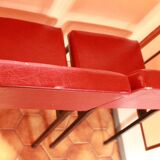 Série de 4 chaises rouges en skaï années 50