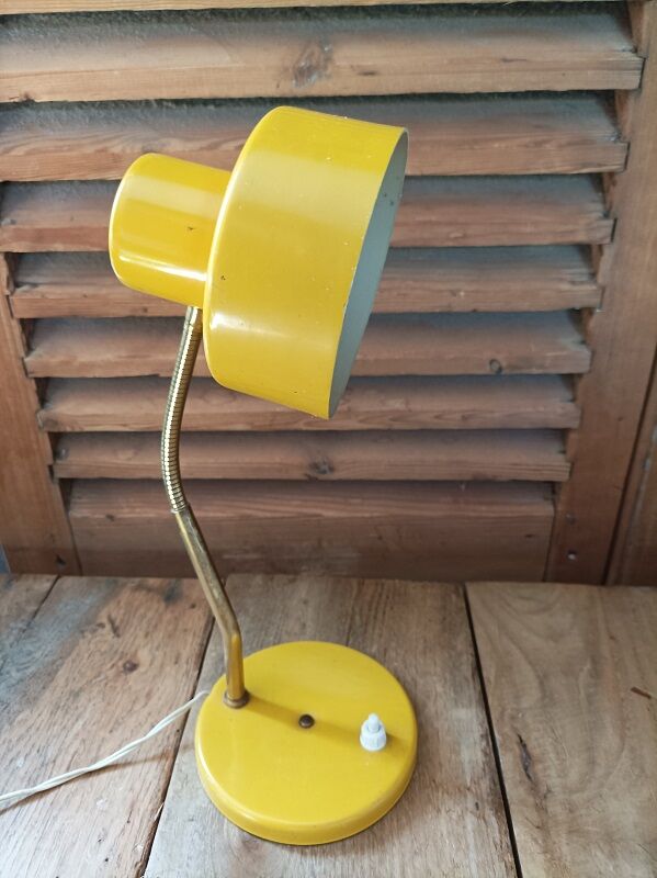 Bedside desk lamp Patinated golden yellow metal
