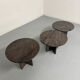 Vintage 1970s design round granite nesting coffee table with 3 elements.