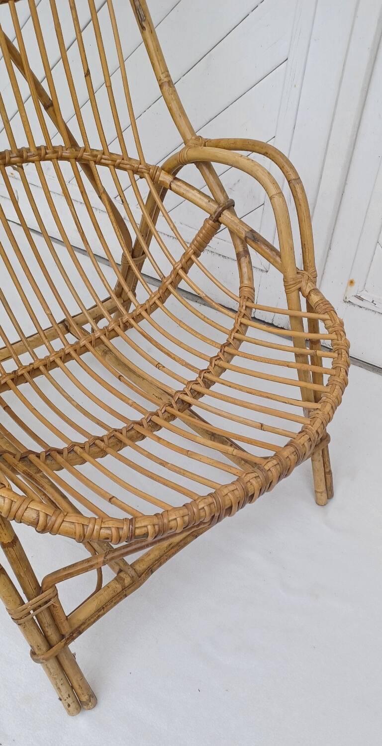 Old rattan armchair