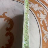Barbotine Serving Cake Dish Vine Leaves and Grape Patterns