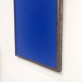 Monochrome table in ultramarine blue, acrylic on solid wood.