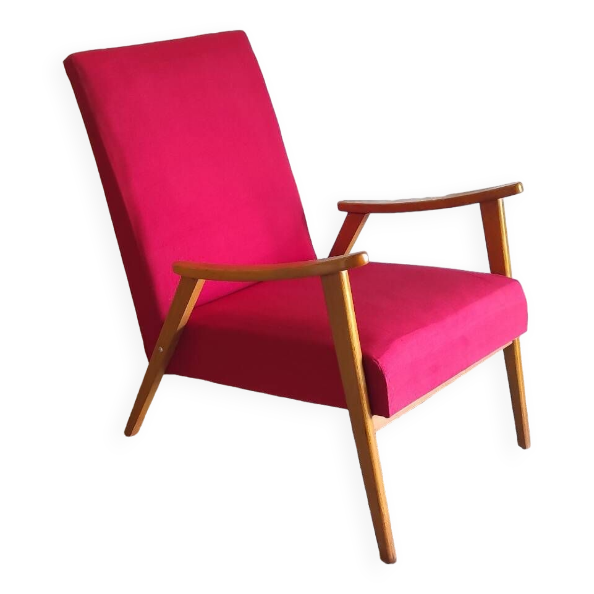 Scandinavian style armchair in wood and fabrics - 1960s