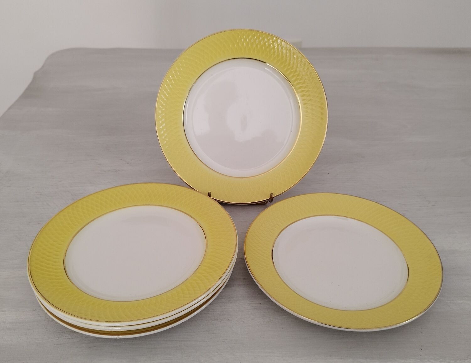 Flat Faience Plates Orchies Moulin des Loups Vintage