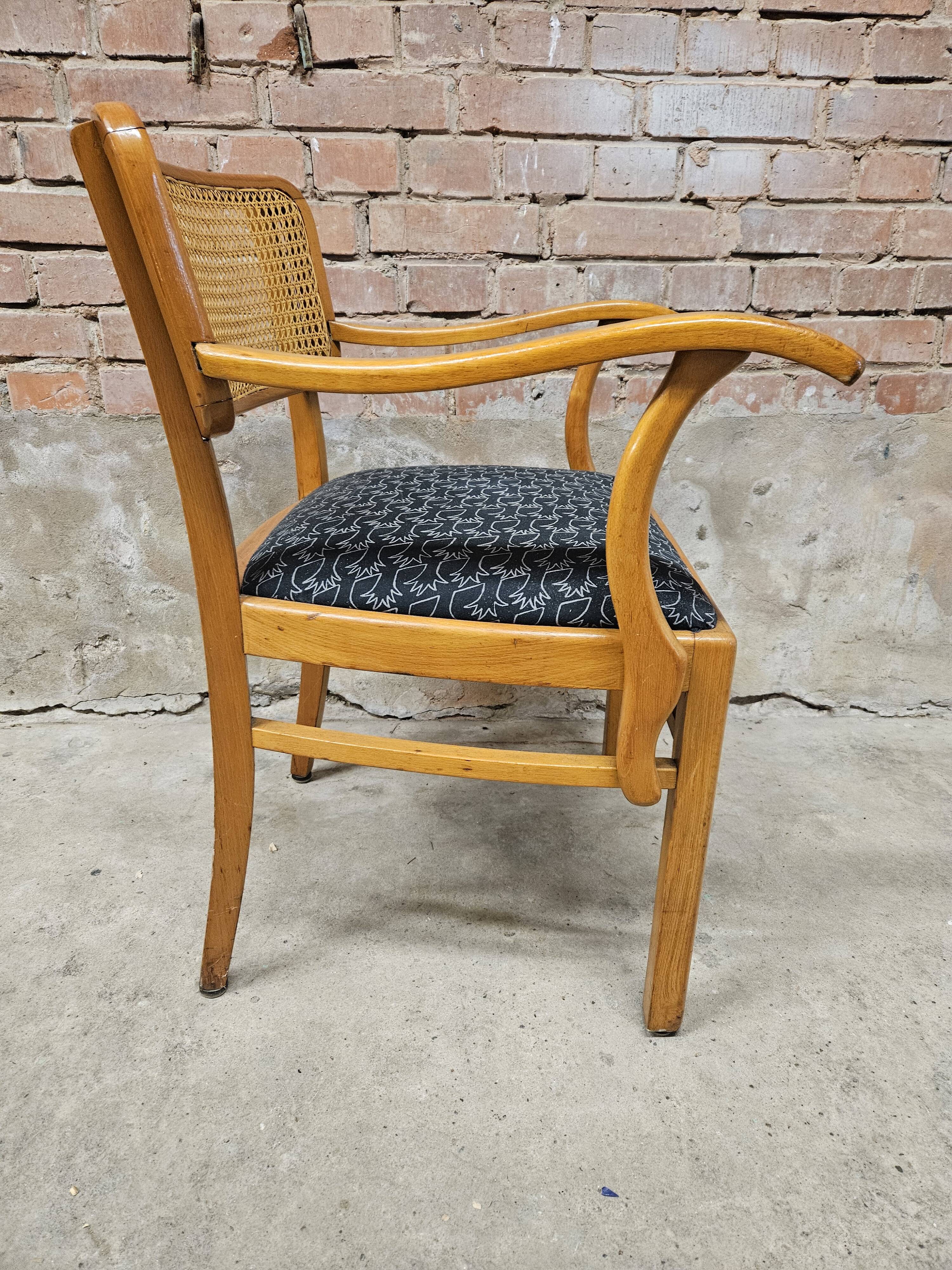 Chair armchair cannage wood 1960 vintage