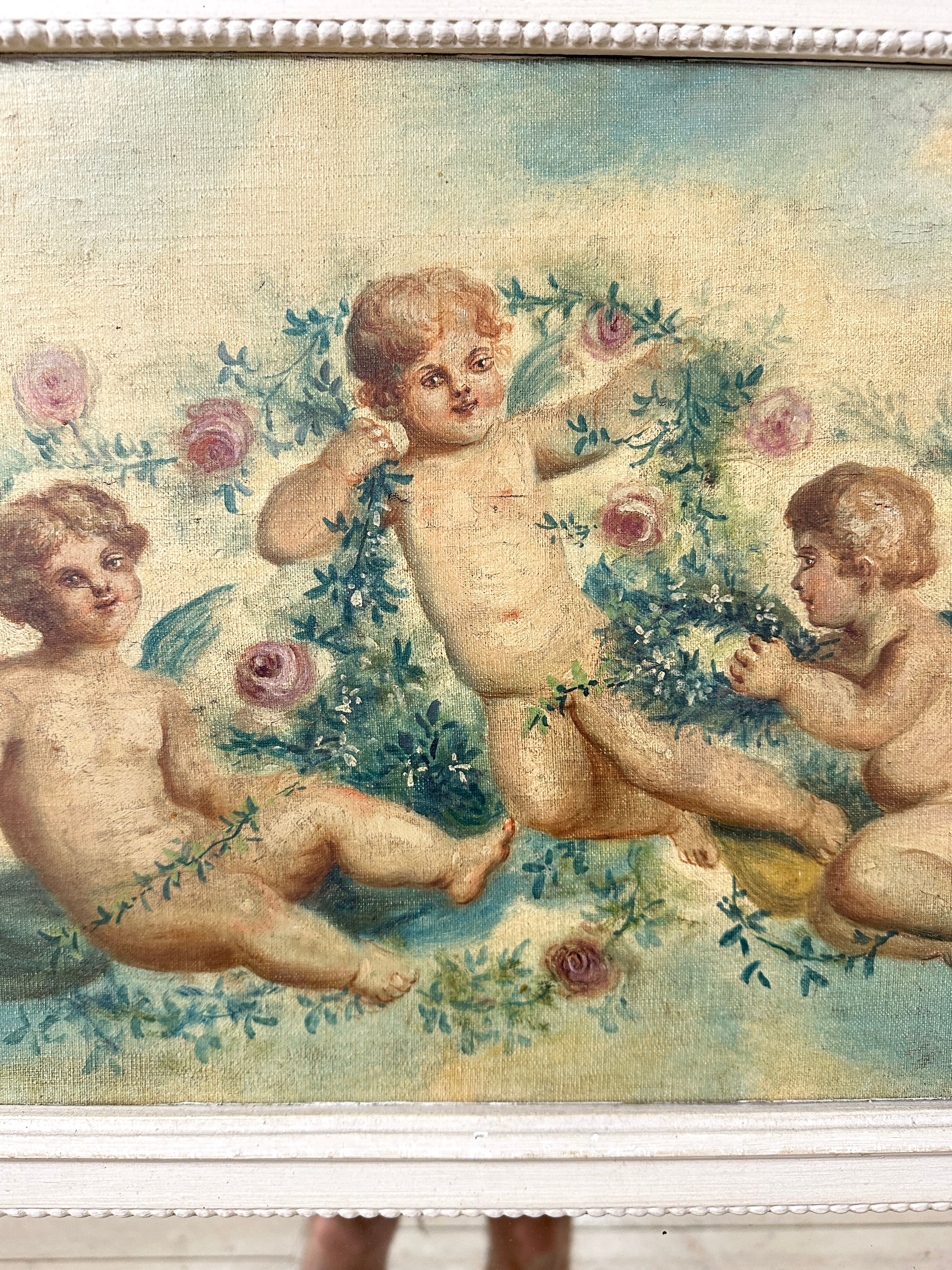 Fireplace Trumeau In White Lacquered Wood, Late 19th Century, Louis XVI Style