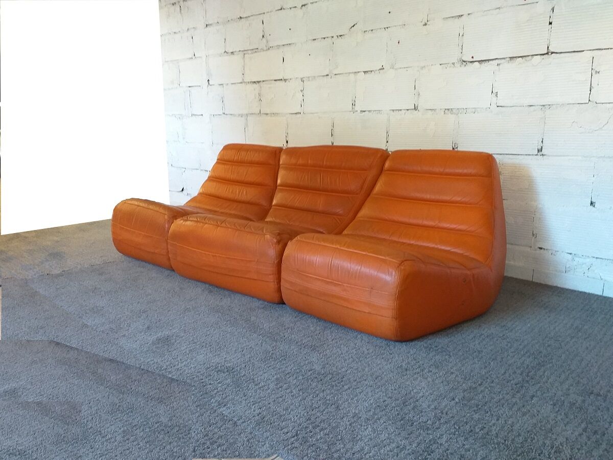 Leather sofa Saparella design Michel Ducaroy 70