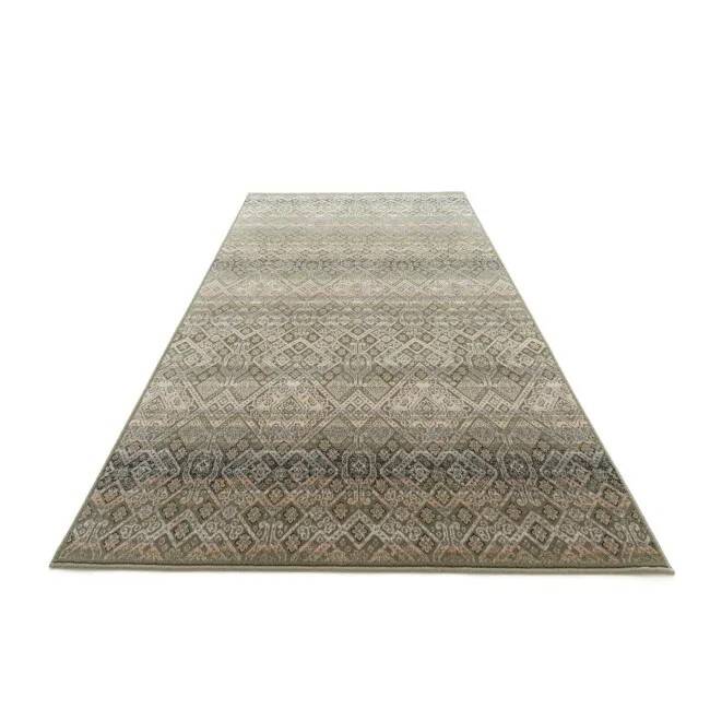 Green and beige vintage style oriental rug in wool