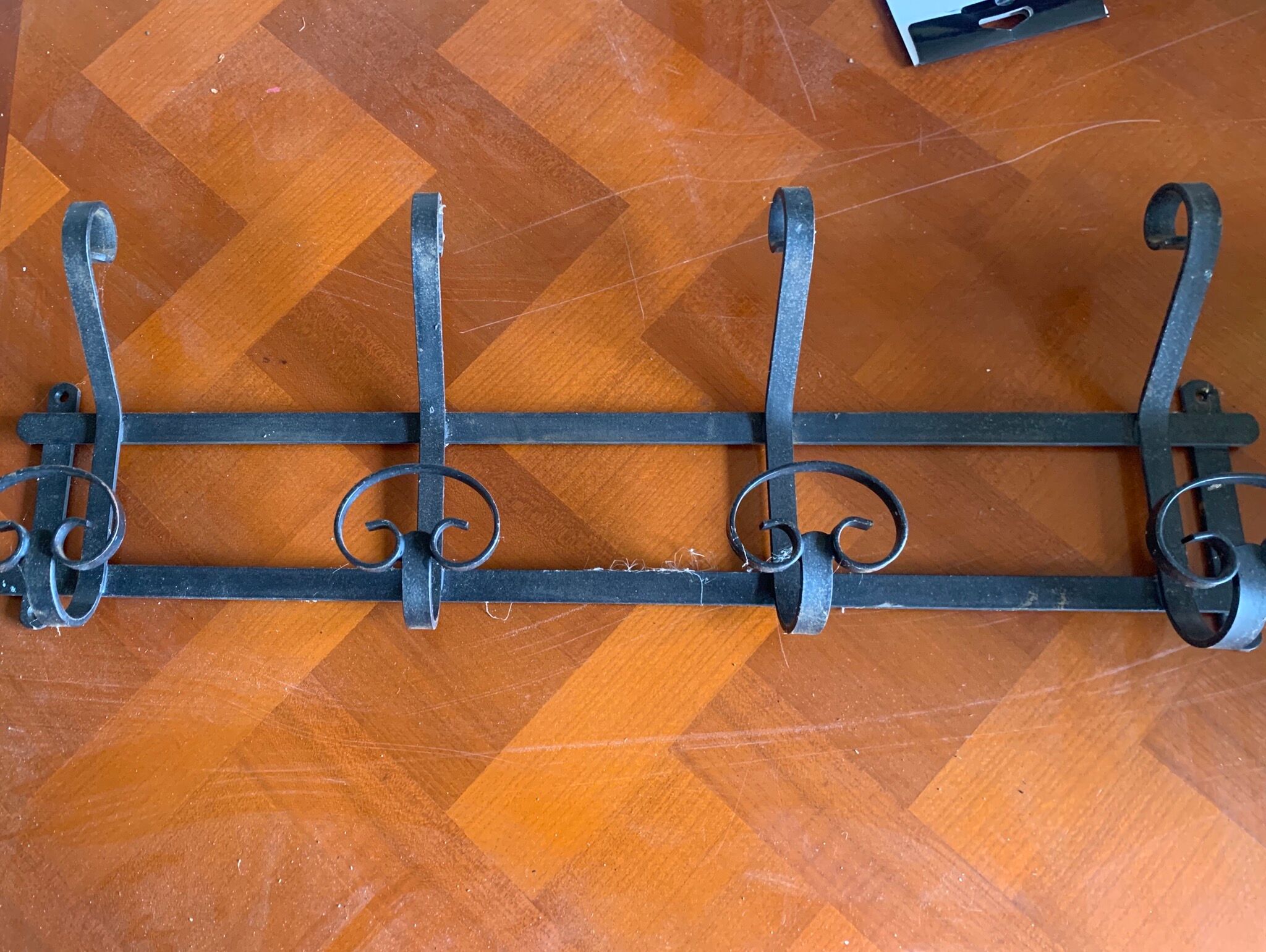 Wrought iron patère 68x 25 cm
