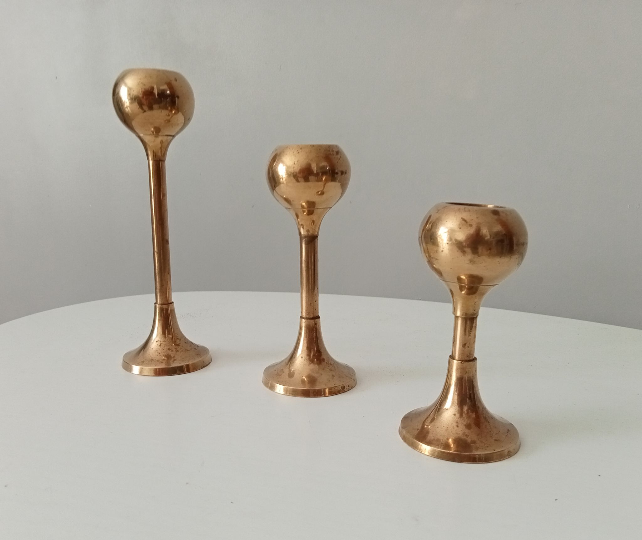 Set of 3 vintage scandinavian candle holders 50s/60s