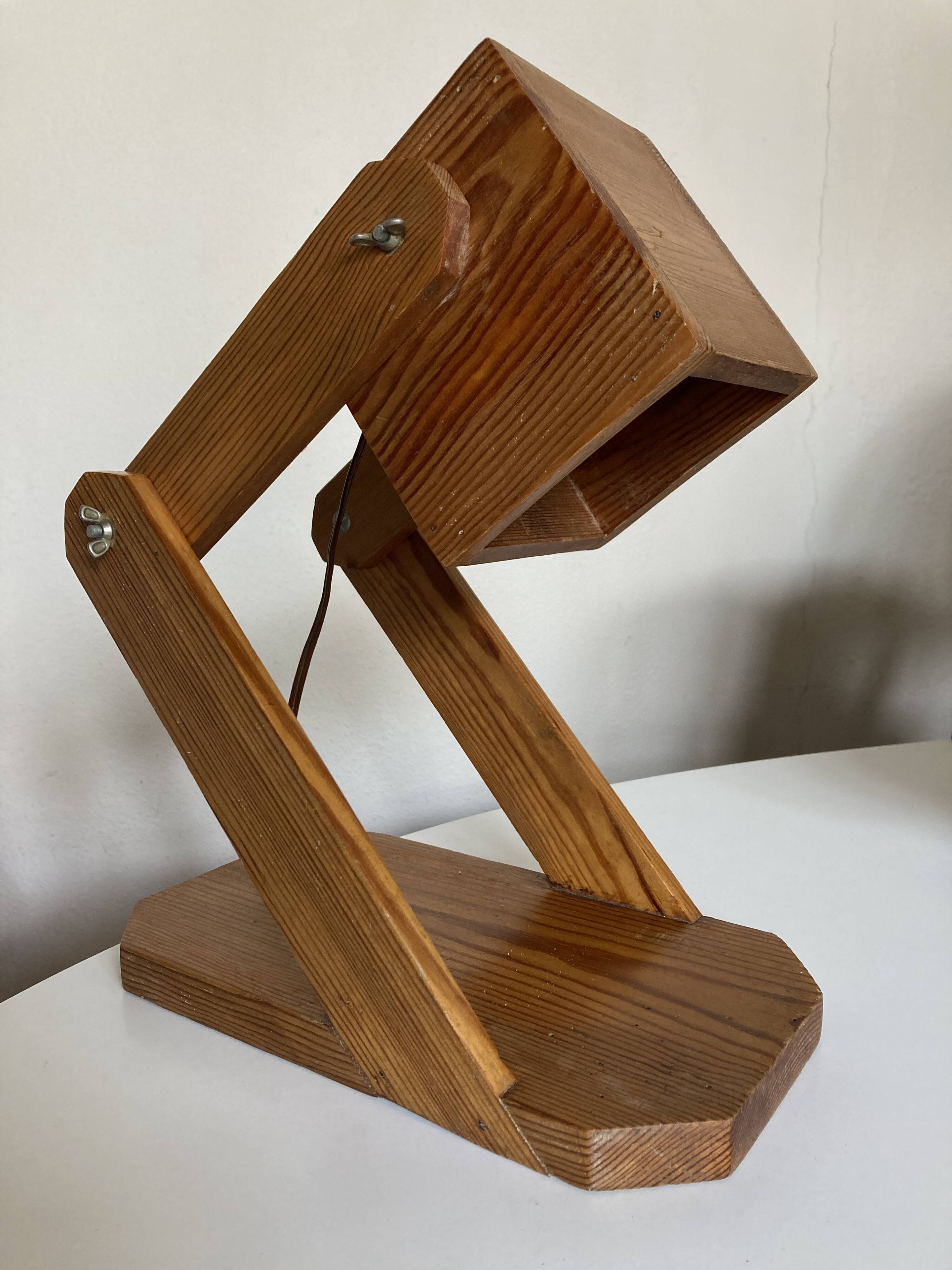 Articulated lamp in mountain chalet pine wood 1960
