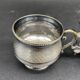 Double salt dish, silver metal, round base, socket, engraved decor, table decoration, chic, hallmark
