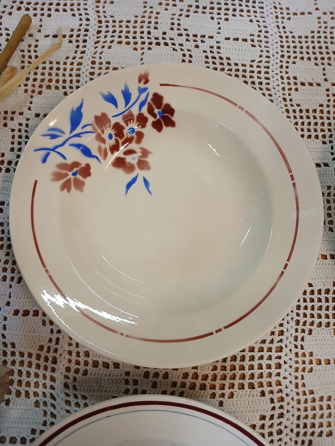 6 mismatched antique soup plates