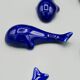 Set of 6 vintage blue porcelain whale knife rests.