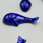 Set of 6 vintage blue porcelain whale knife rests.