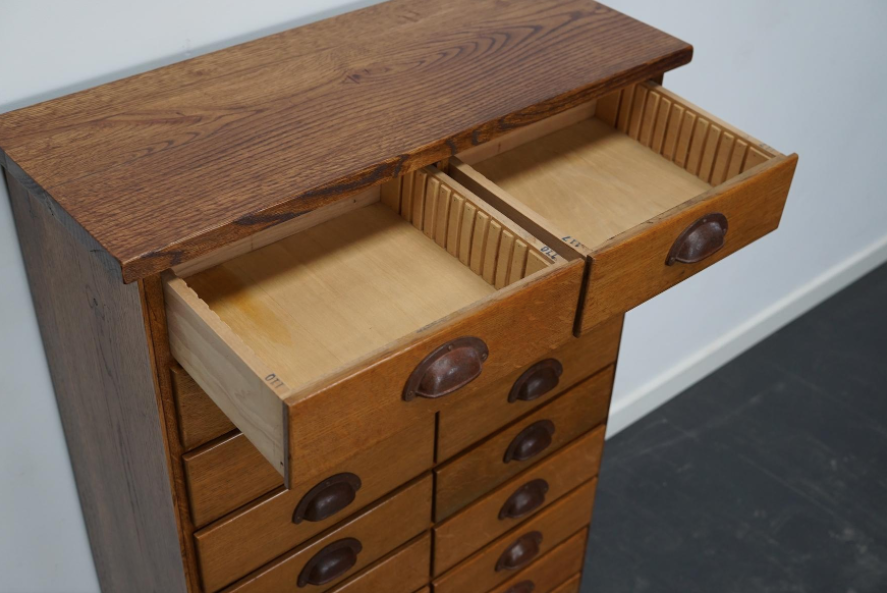 German apothecary's cabinet in oak mid-twentieth century
