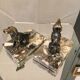 Pair of regular bookends representing dogs marble base