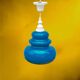 Turquoise glass and painted white wood pendant – 1970s