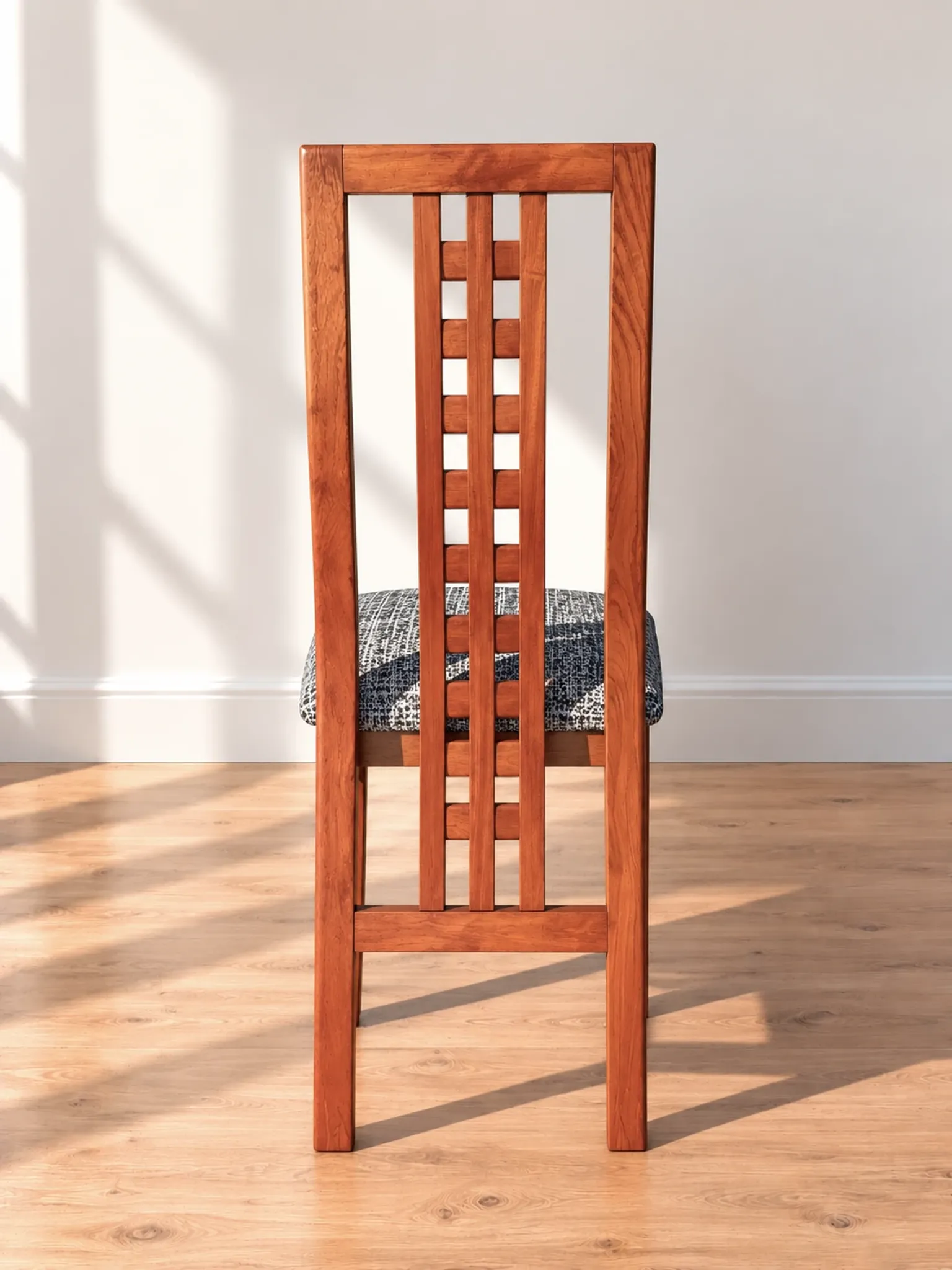 Set of 8 Vintage Teak Chairs in Mackintosh Style - Black and White Zebra Fabric