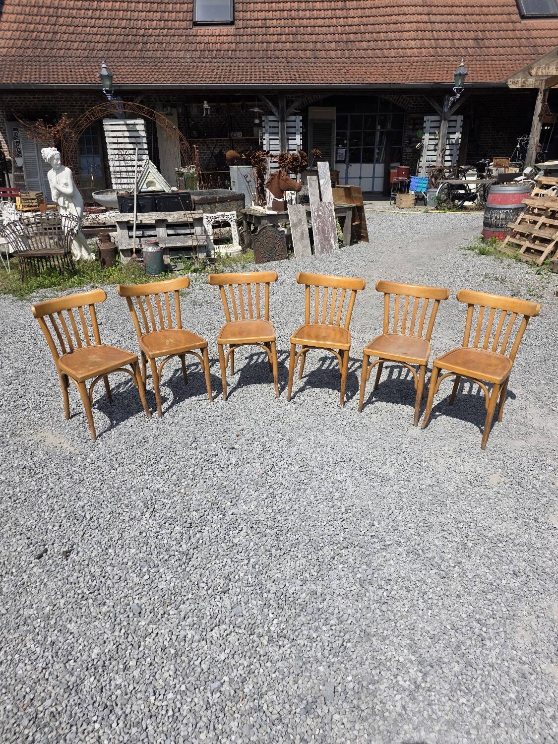 6 Luterma curved wooden bistro chairs