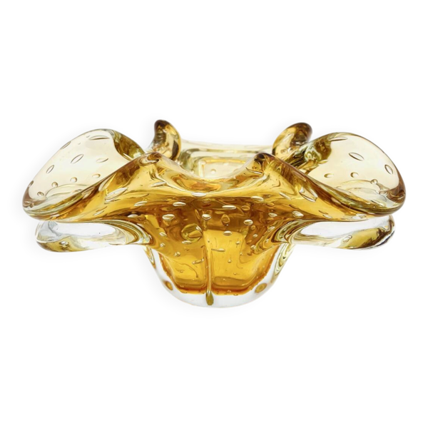 Vide-poche Murano Archimede Seguso Bullicante Sommerso Jaune Or