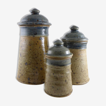 Suite de pots à condiment  Grès Digan  La Borne  1960 1970