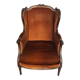 Large Louis XVI style bergère armchair in amber brown velvet