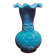 Blue opaline vase, opaque glass, wavy neck/rim, relief decoration of a bow.