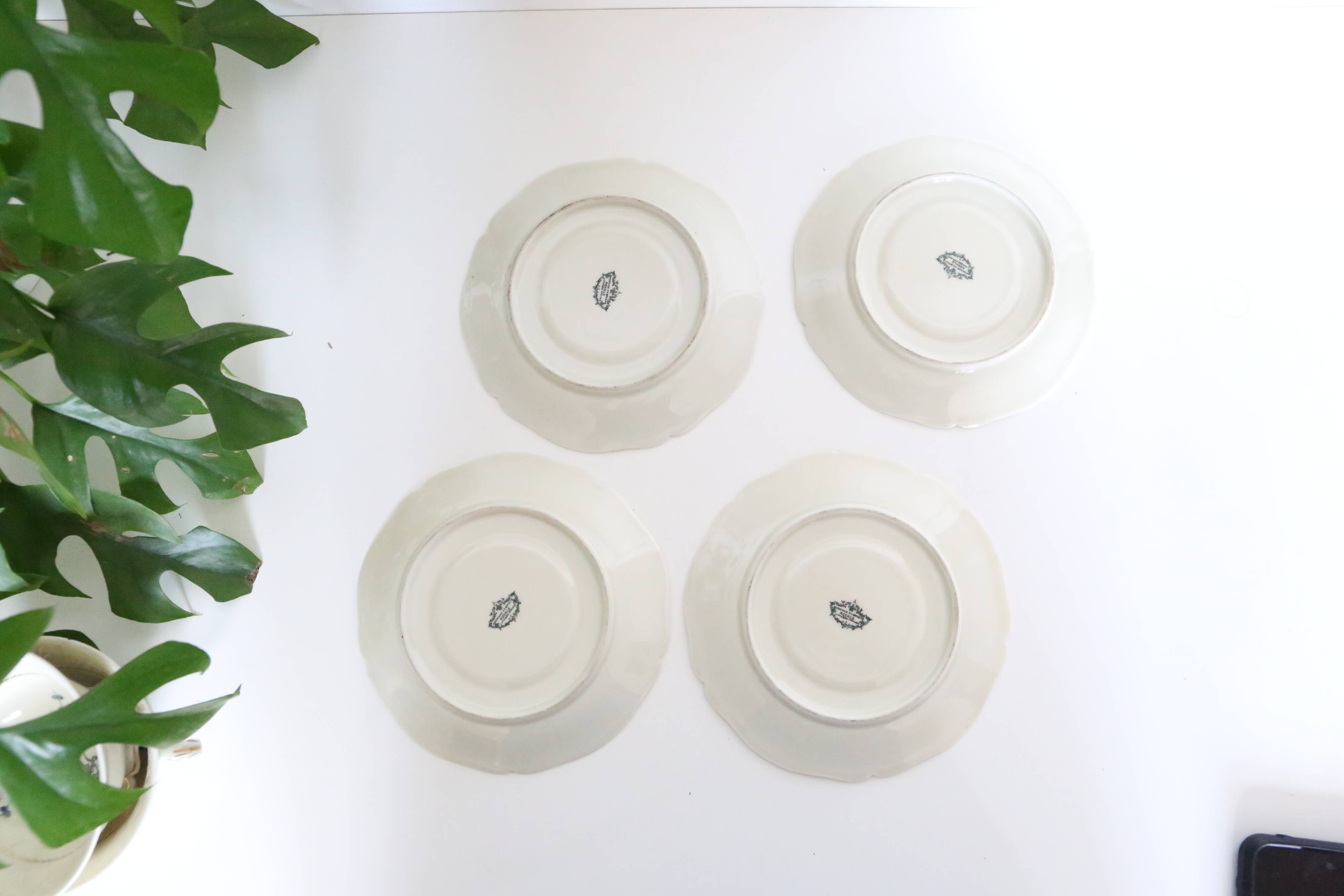 Set of 4 tea cups, porcelain Old Royal Factory of Limoges, Vintage