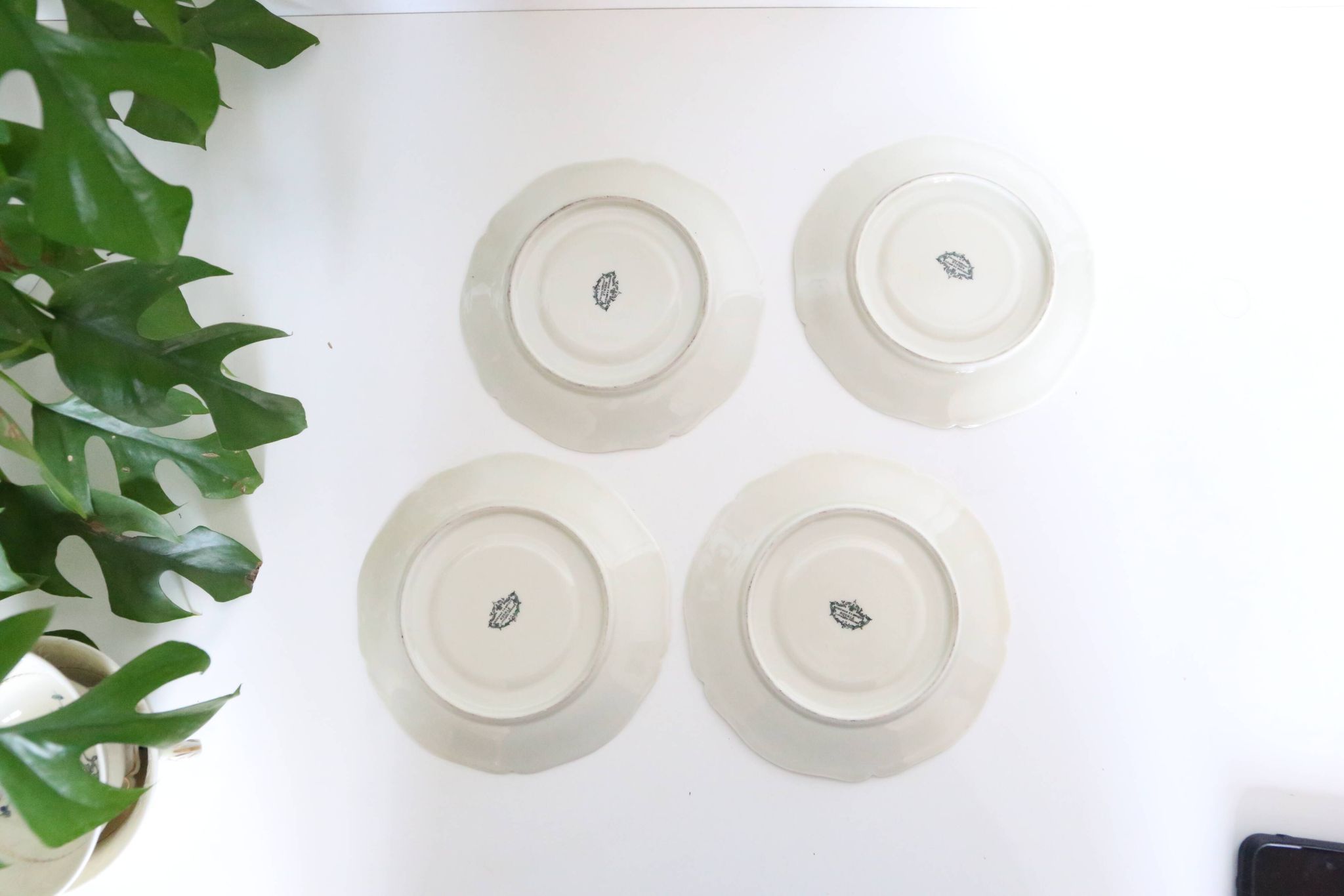 Set of 4 tea cups, porcelain Old Royal Factory of Limoges, Vintage