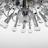 Unique Italian Space Age Chrome & Crystal Glass Chandelier, 1970s