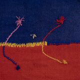 Minimalist Kilim, Red an Blue Perde from Eastern Anatolia, Turkey 3'4'' x 17'7''