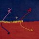 Minimalist Kilim, Red an Blue Perde from Eastern Anatolia, Turkey 3'4'' x 17'7''