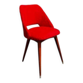 Vintage red shaggy chair / armchair with compass legs