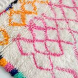 Moroccan Berber carpet azilal ecru with colorful patterns 238x140cm