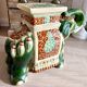 Éléphant en Céramique Émaillée, Porte Plante, Tabouret