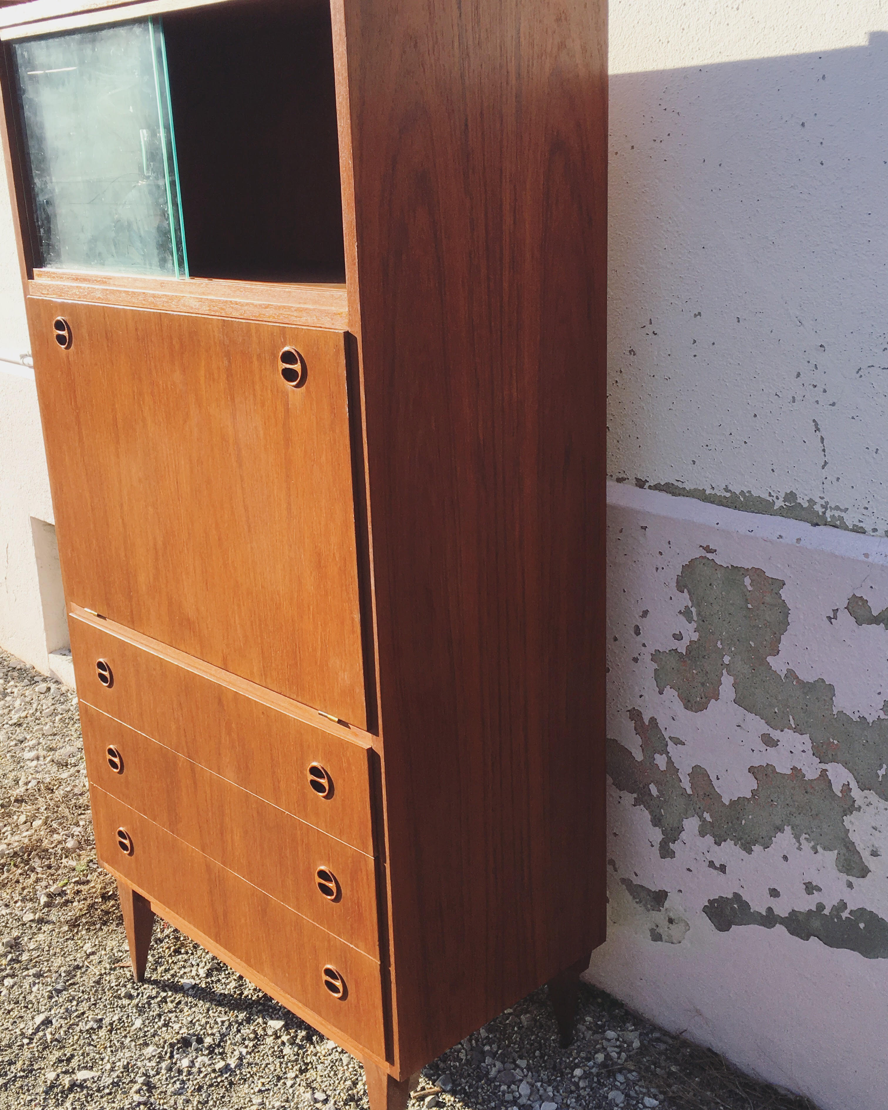 Secretary vintage foot compass veneer wood