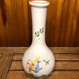Old Vase Soliflore MOUSTIERS White Ceramic Vintage Painted Decor #A484