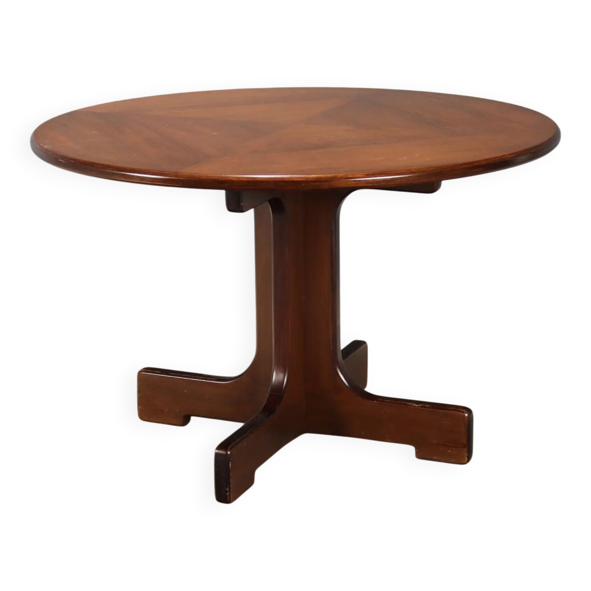 Vintage round table in exotic wood veneer, design, Italy, 1960s