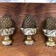 Set of 3 pine cones curtain rod golden bronze