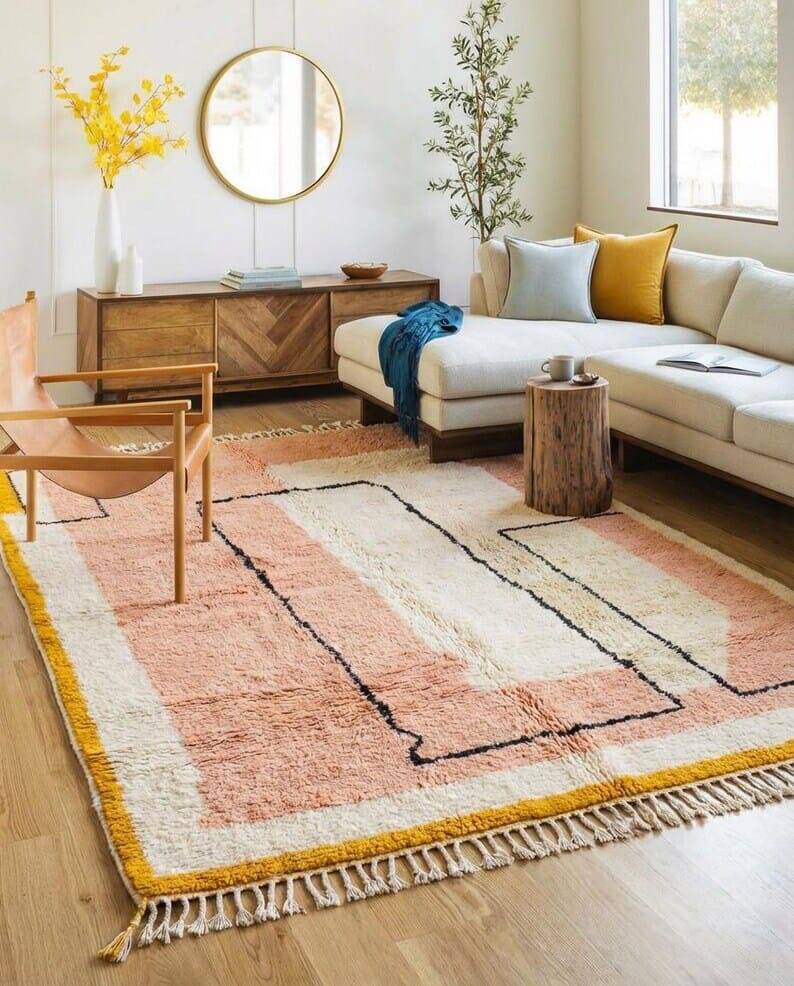Berber carpet - Beni Ourain carpet - traditional colourful size 2/3 m