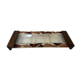 Plateau apéritif teck et verre, 1970