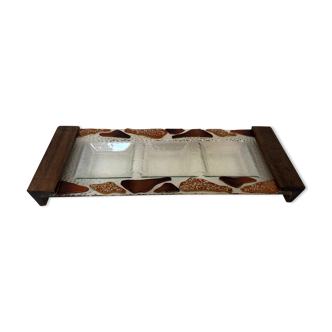 Teak and glass aperitif tray, 1970