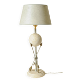 Globe and arrows lamp - stone and metal - beige grey gold