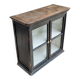 Vitrine antique, armoire suspendue, bois de pin, noir mat