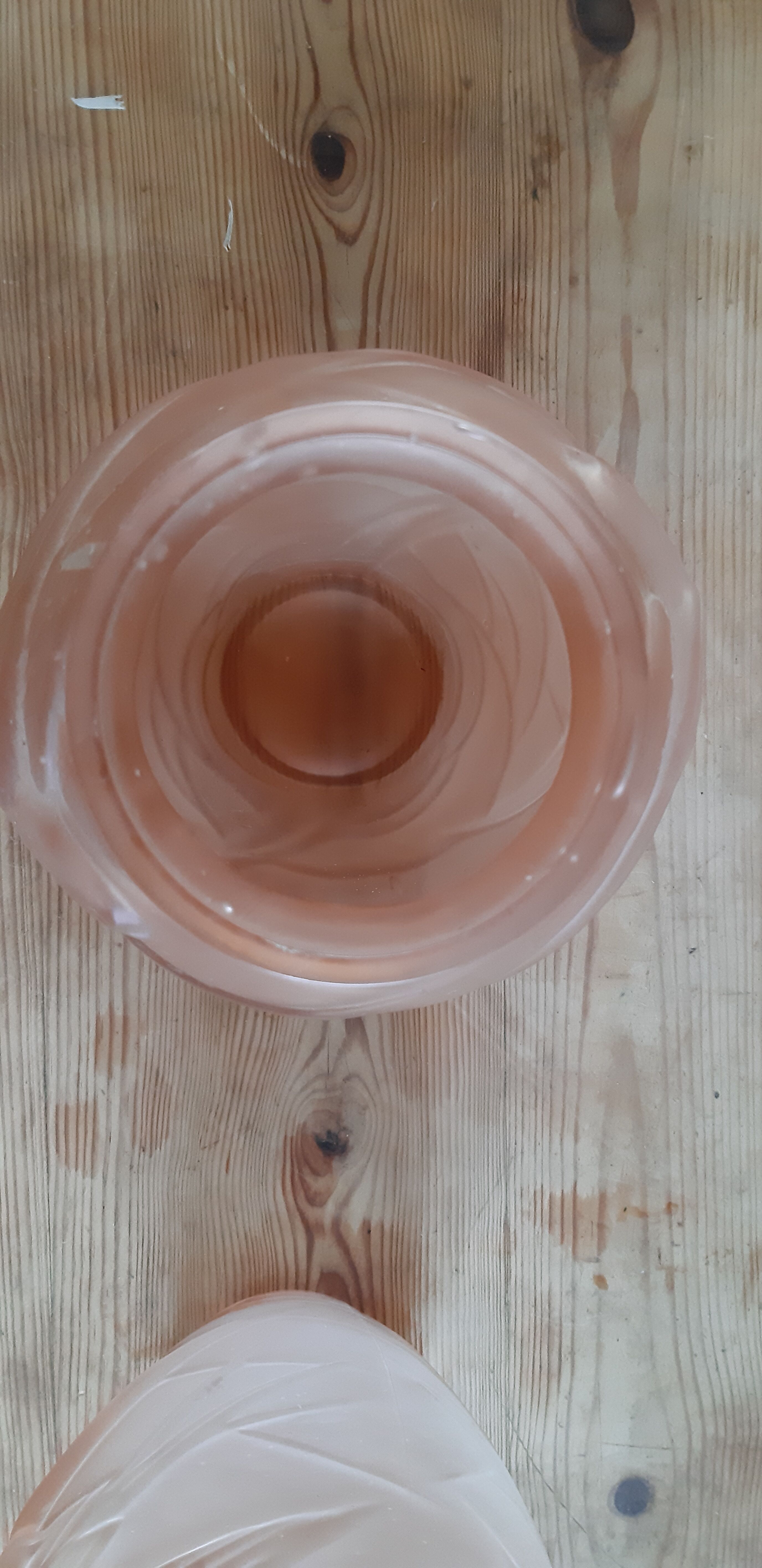 Pair of art deco vases in salmon glass signed NS