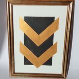Abstract painting with gold supremacist style
