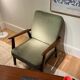 Vintage Scandinavian armchair in teak and green ribbed velvet – "Alrik"